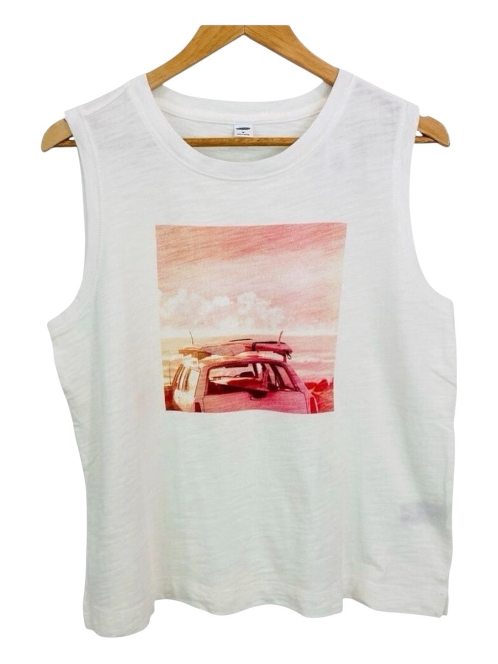 Boxy muscle t-shirt NWT 100% cotton Retro pink car sleeveless size medium